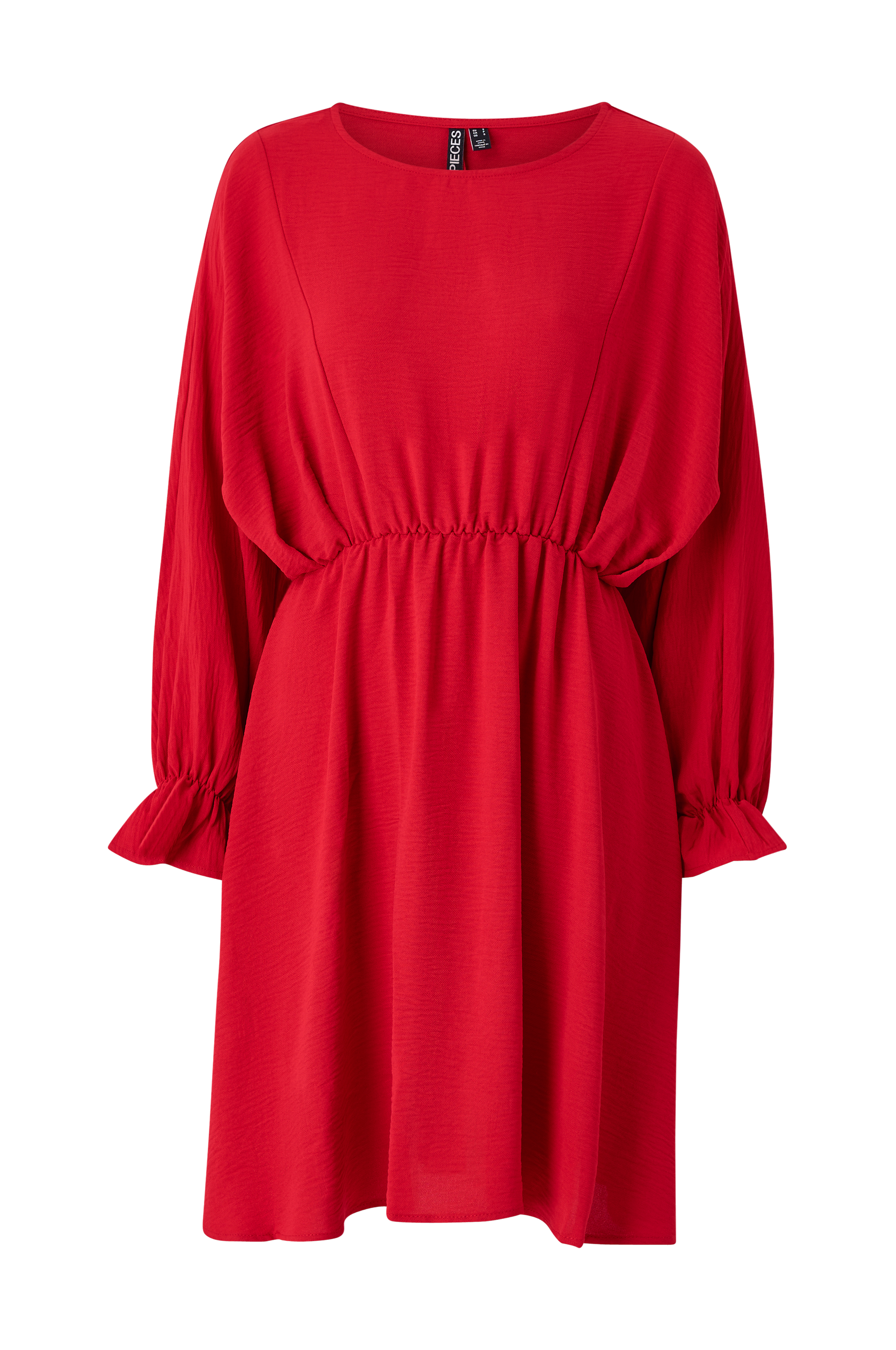Pieces Flore LS O Neck Dress Barbados Cherry