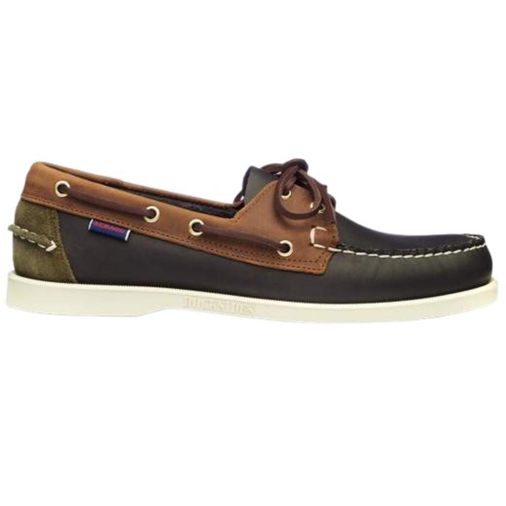 Sebago Docksides Portland Crazy Horse - Blue Navy/Tan/Green Musk