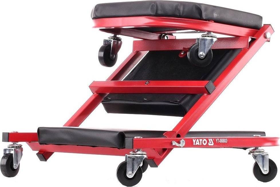 YATO Profi 2 Montage Rollbrett + Werkstatthocker 150kg leichtgängige Rollen Werkstattliege Montageliege