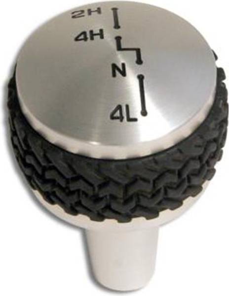 Dv8 Off-Road Jk 4Wd Shift Knob, Brushed Billet Aluminum, Tire Tread Grip 2007-2018 Jeep Wrangler