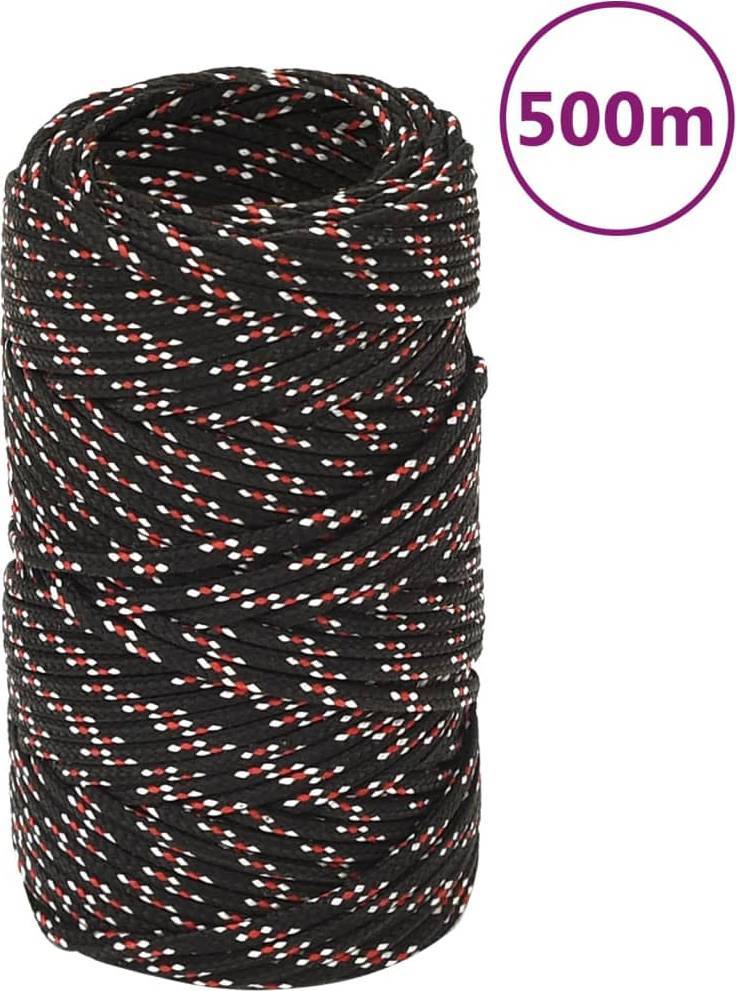 vidaXL Båtlina svart 2 mm 500 m polypropen