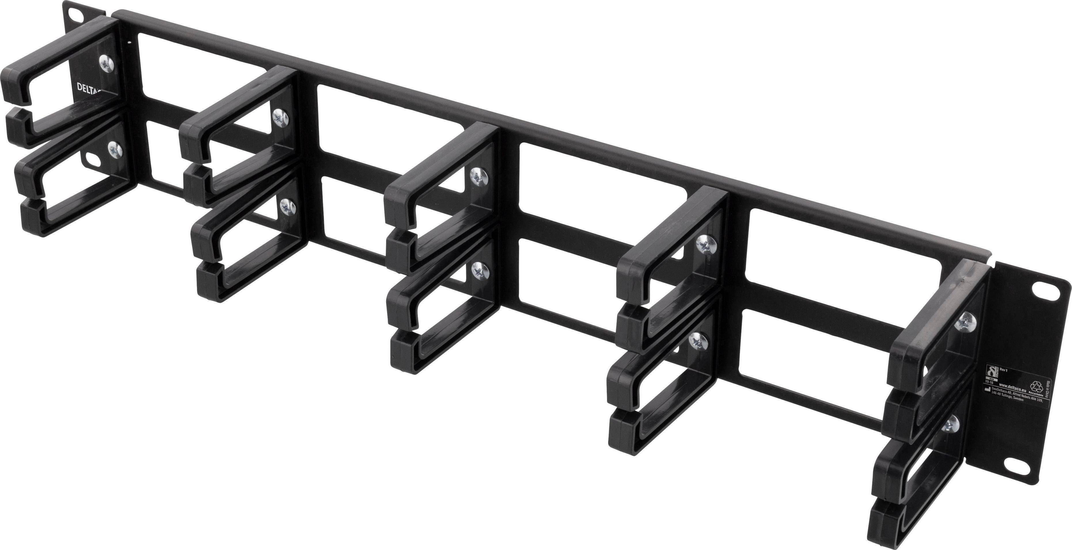 Deltaco 19'' 2U Metal Cable Management with 5 plastic rings