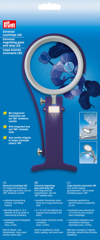 Prym Universal Förstoringsglas x8 LED Lila/Grå 14x30