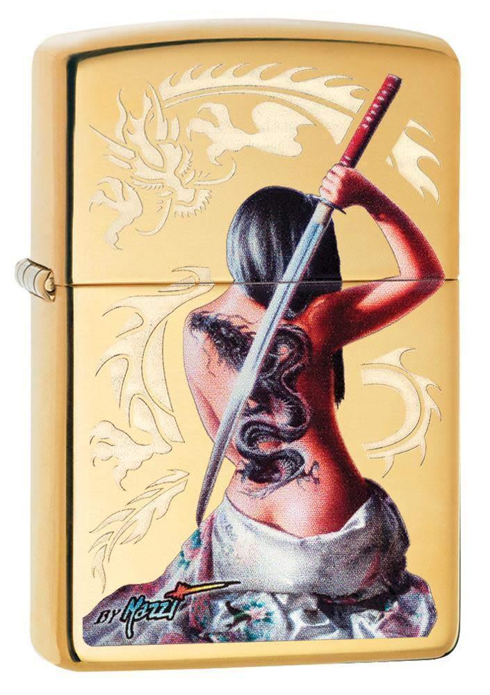Zippo Mazzi Dragon Girl High Polish Brass Pocket Lighter