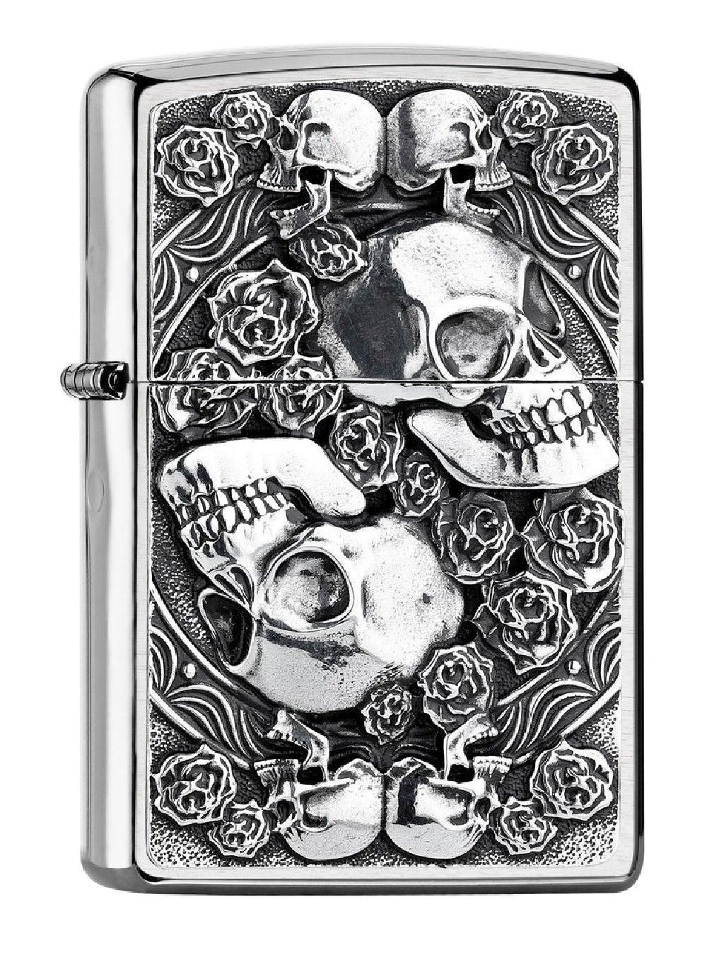 Zippo Tändare skalle rosor Collection 2019-2005891-49,95 €, silver, smal