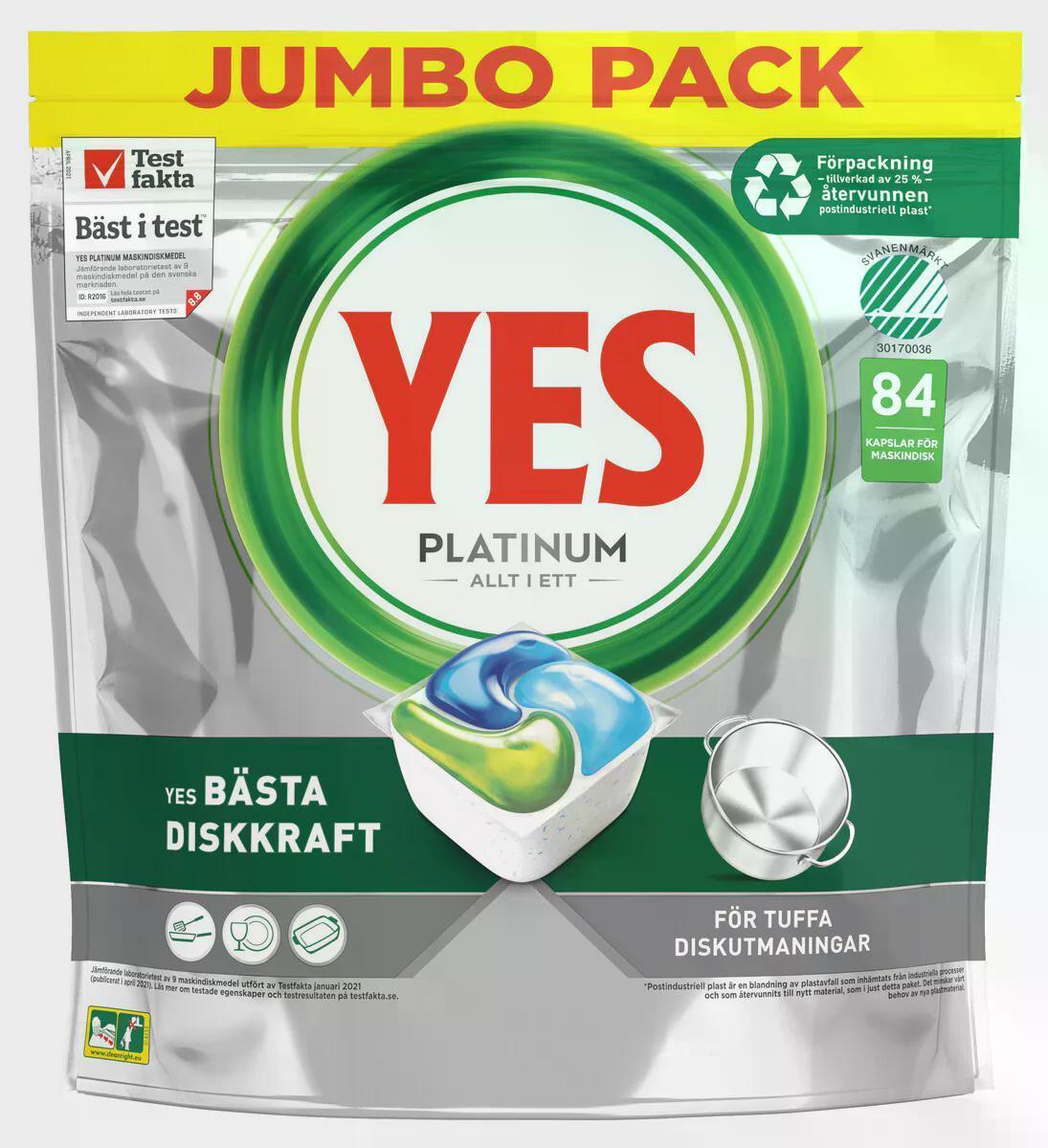 Yes Platinum All in One Dishwasher Detergent 84-pack
