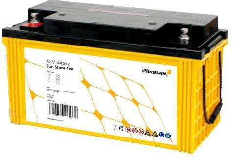 Phaesun Sun-Store 125 340093 Solcellsbatteri 12 V 126 Ah Blyfleece (B x H x D) 330 x 220 x 173 mm M8-skruvanslutning