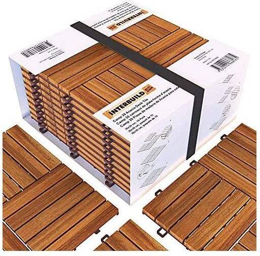 Interbuild Acacia träplattor 30 30cm; 10-pack Golden