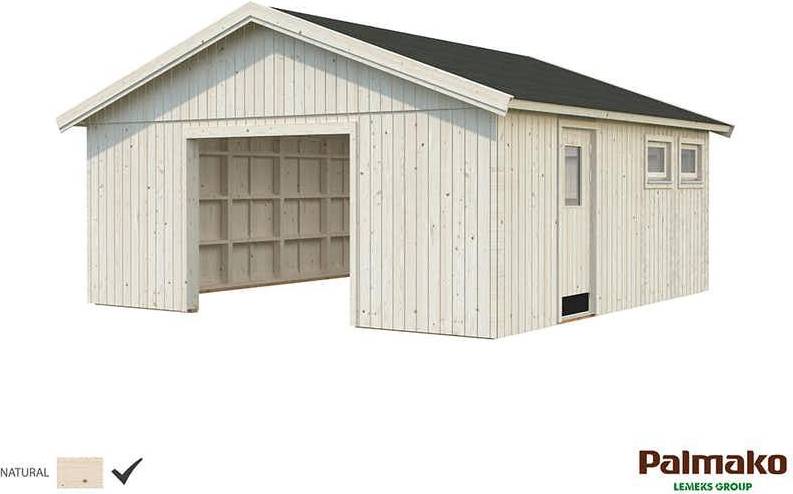 Palmako Enkelgarage Andre 21,5 m2 kit obehandlad (Byggnadsarea )