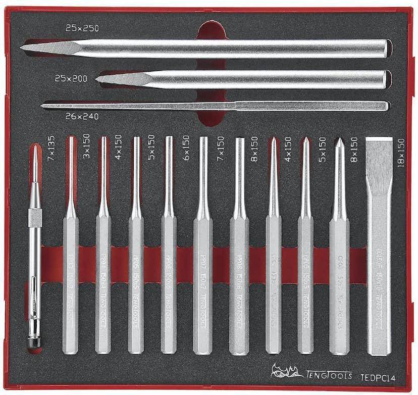 Teng Tools DORN & MEJSELSATS EVA 14 DELAR Bitsskruvmejsel